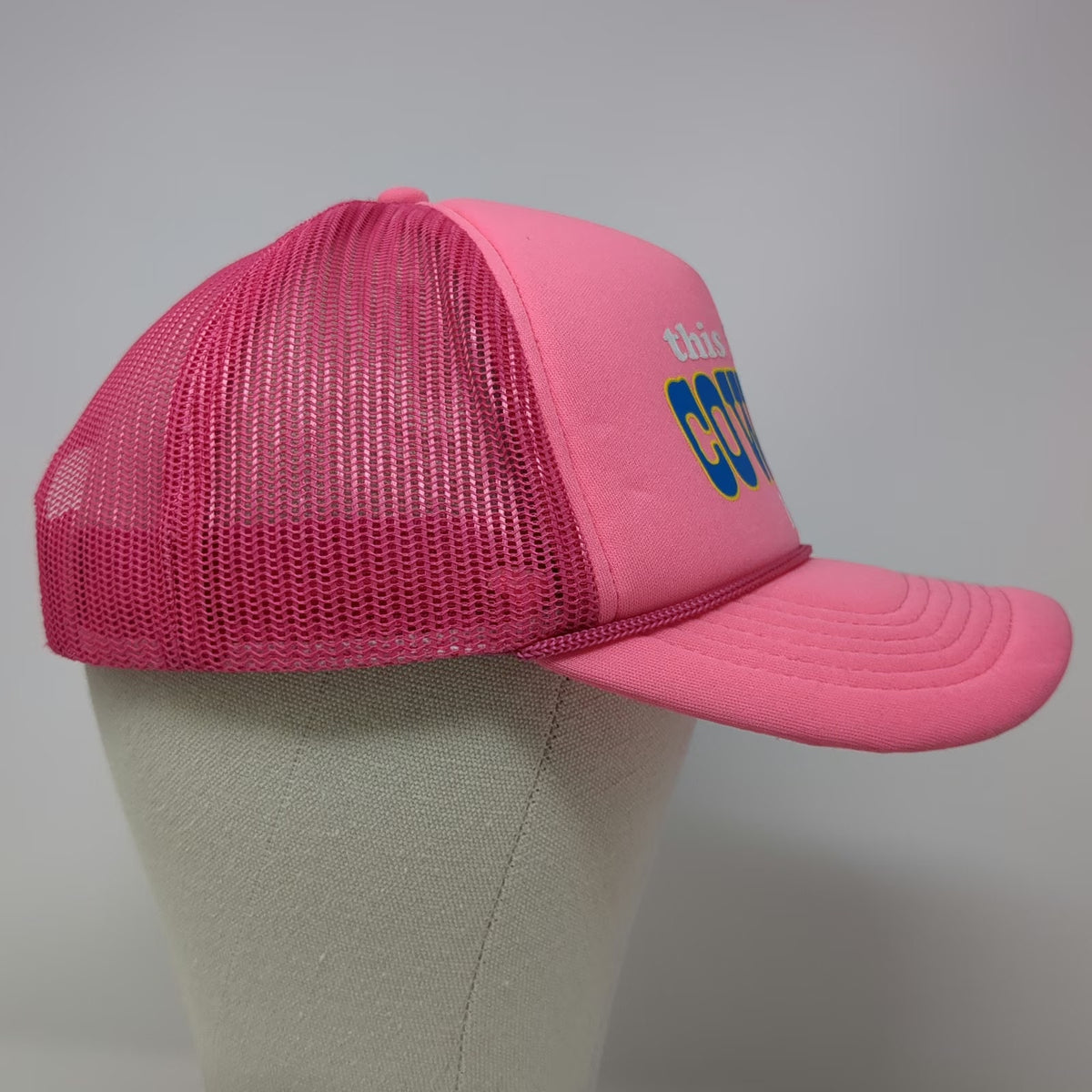 Poppi Trucker Hat Pink One Size this is my COWBOY Graphic Mesh Snapback Rope