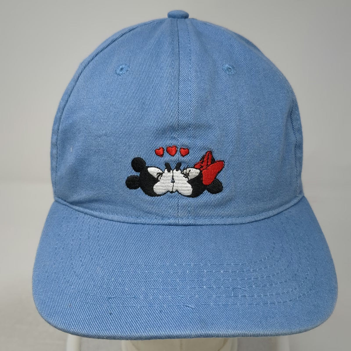 Disney Blue One Size Baseball Cap Mickey Minnie Mouse Kissing Hearts Strap Hat