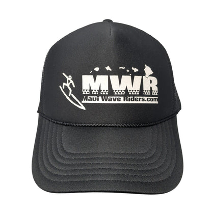 Maui Wave Riders Snapback Rope Trucker Hat Black One Size Mesh Back