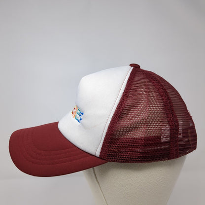 Isla Mujeres Snapback Trucker Hat Red OSFA Mesh Back Embroidered