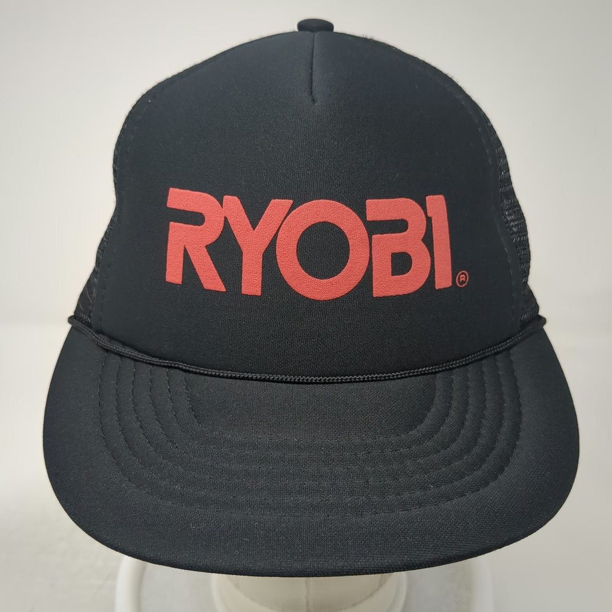 Nasco Ryobi Black One Size Trucker Hat Snapback Mesh Foam Front Rope Detail