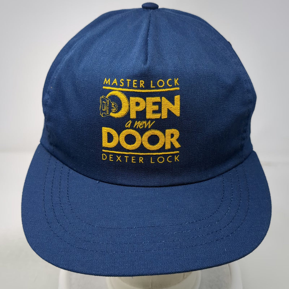 Master Dexter Lock Open A New Door 5 Panel Blue Snapback Hat USA Logo Vintage