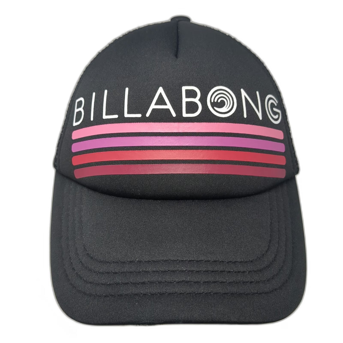 Billabong Trucker Hat Black One Size Pink Purple Red Stripes Mesh Snapback Surf