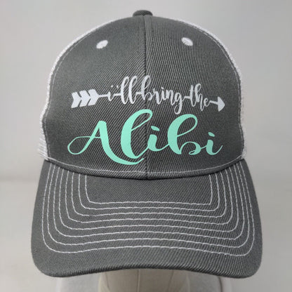 I'll Bring The Alibi Snapback Mesh Back Trucker Hat Gray OSFM Colorblock