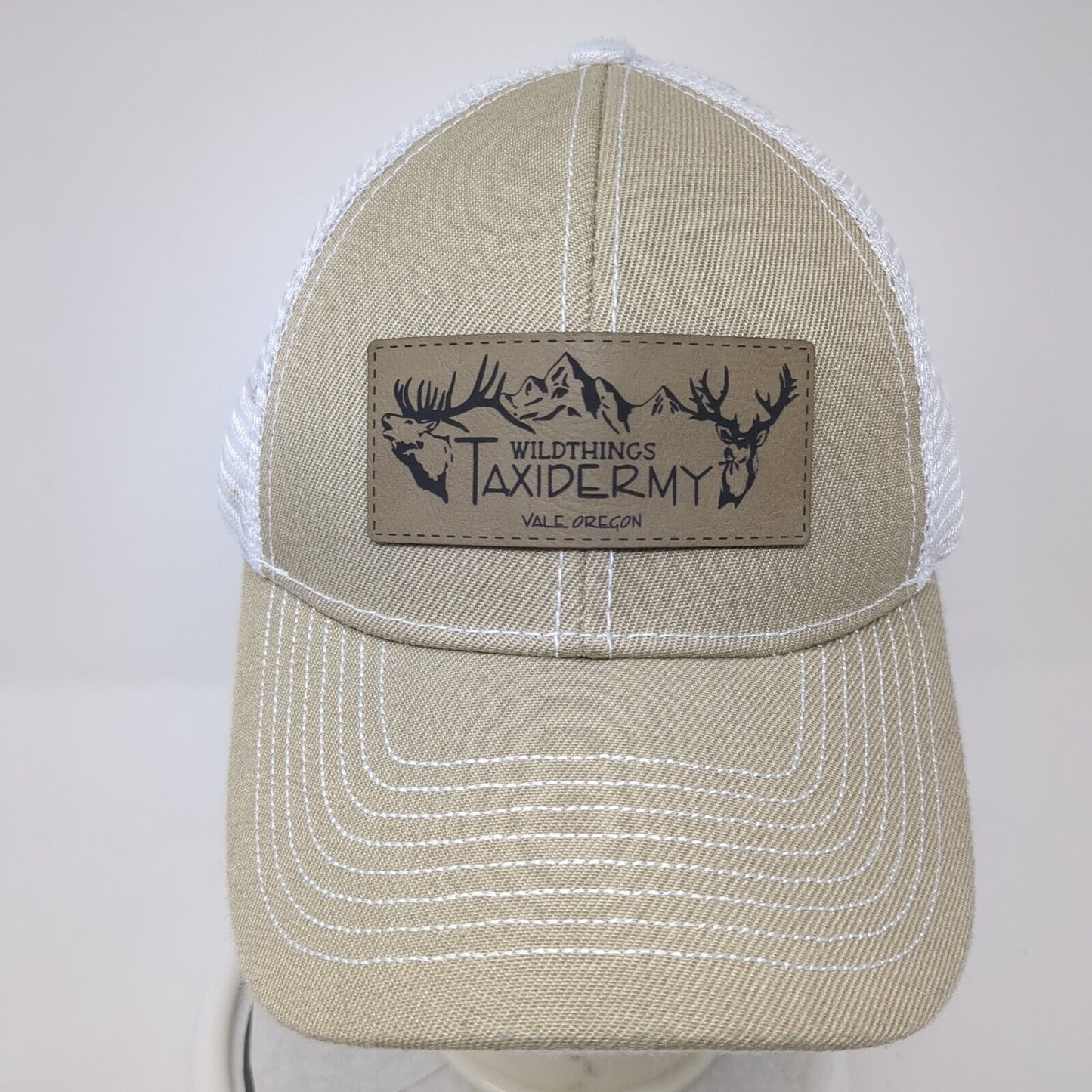 Wild Things Taxidermy Strapback Trucker Hat Tan One Size Mesh Back