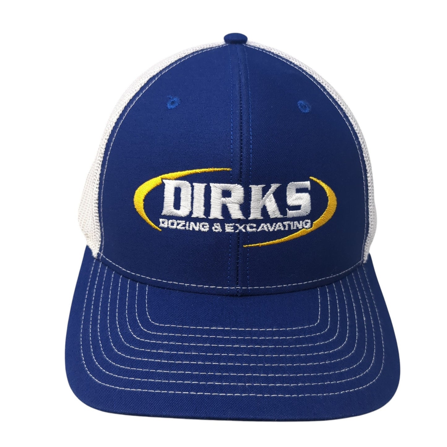 Dirks Dozing & Excavating Trucker Hat Blue OS Adjustable Mesh Back Richardson