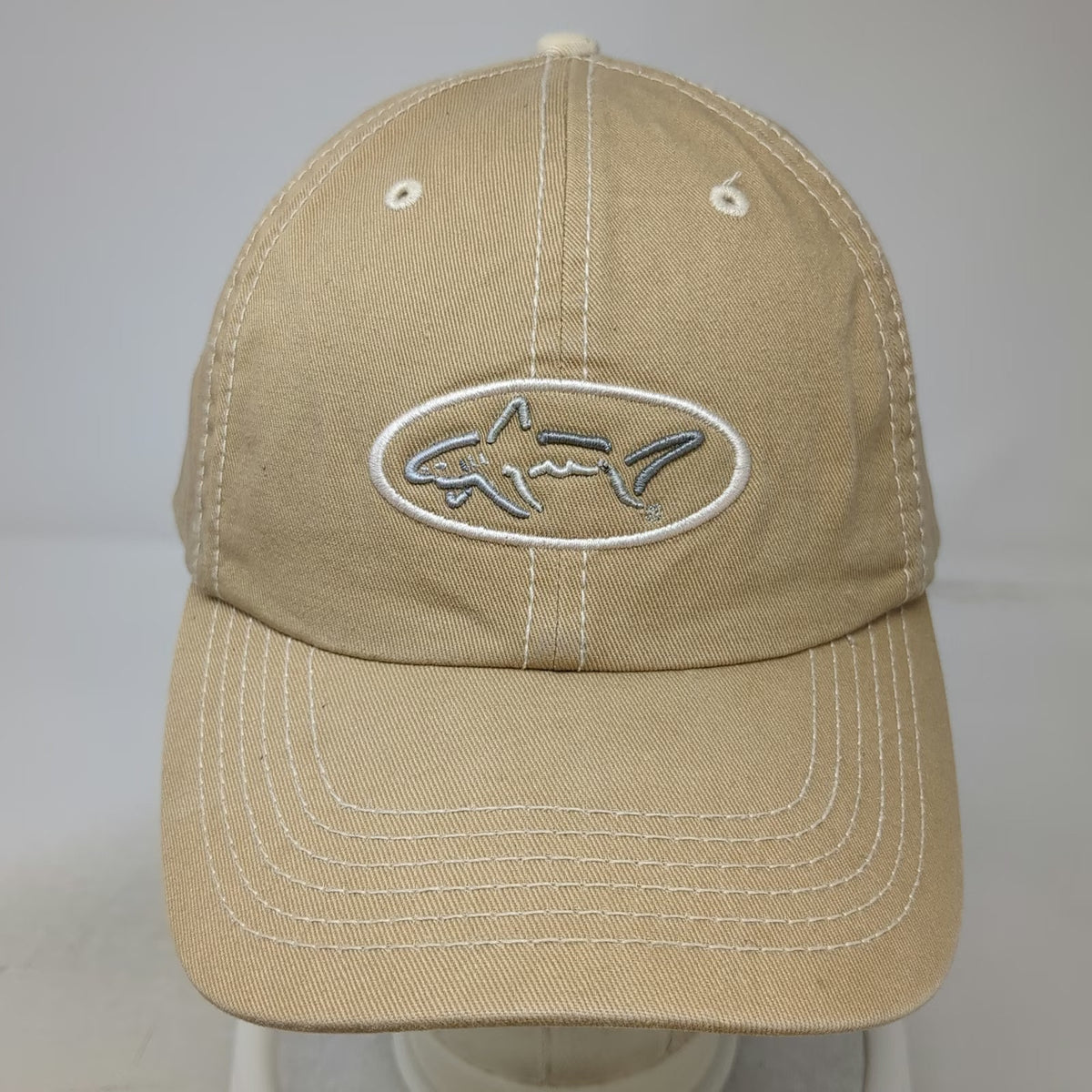 Greg Norman Baseball Cap Beige One Size Shark Logo Cotton Contrast Stitching Hat