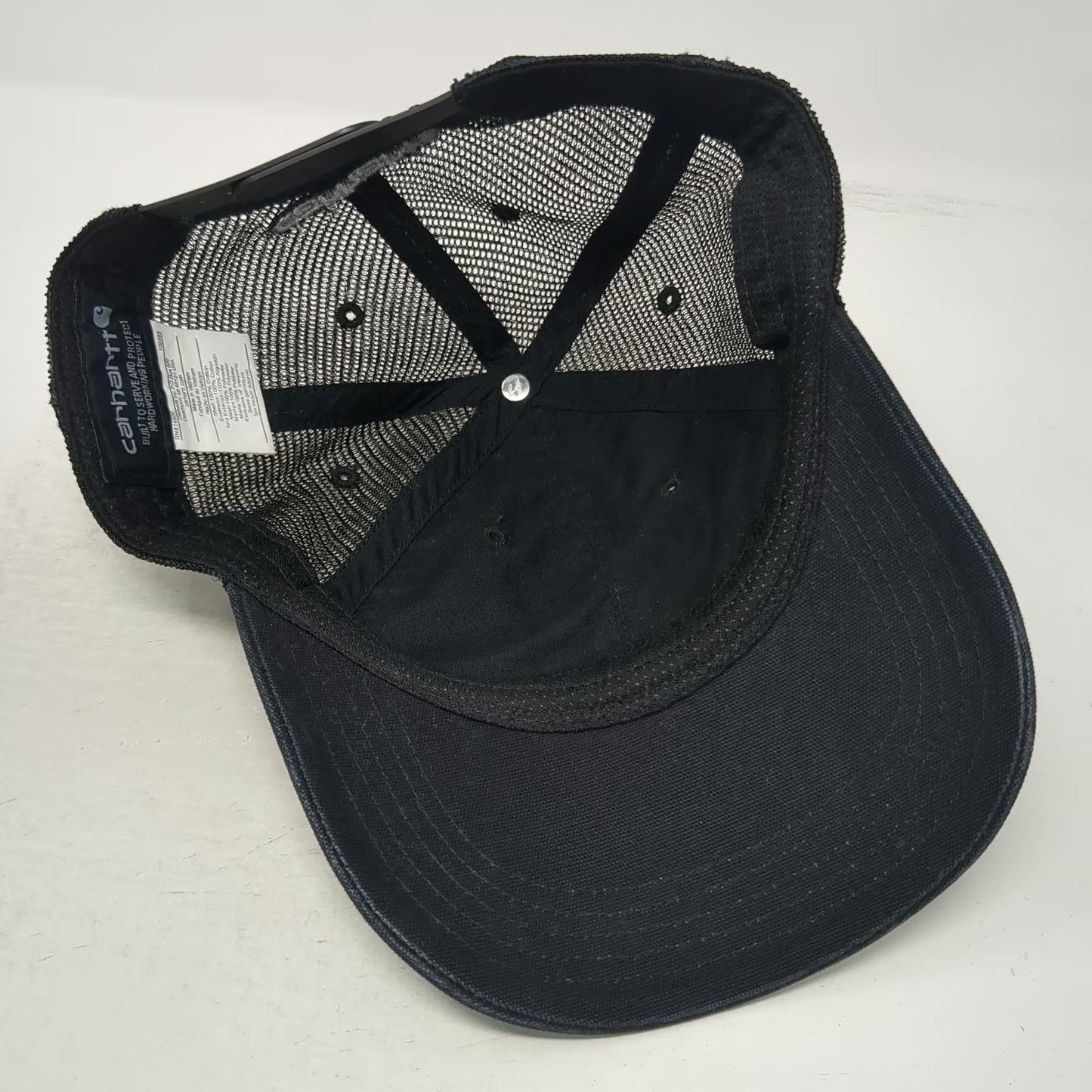 Carhartt Trucker Hat Black White Orange One Size Mesh Snapback Patch Logo Curved
