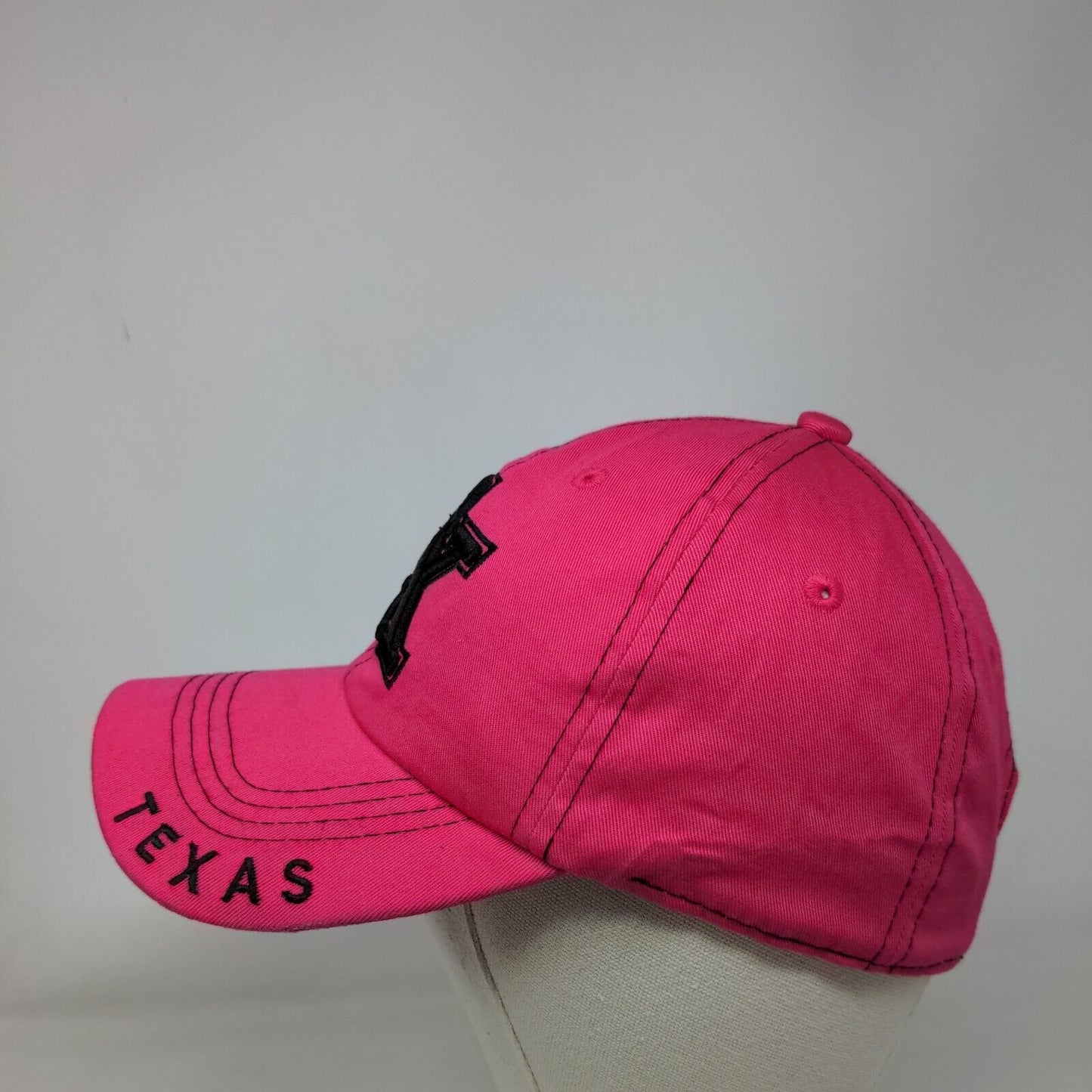 Texas Slideback Hat Pink One Size Adjustable Embroidered Vented Holes Sports Cap