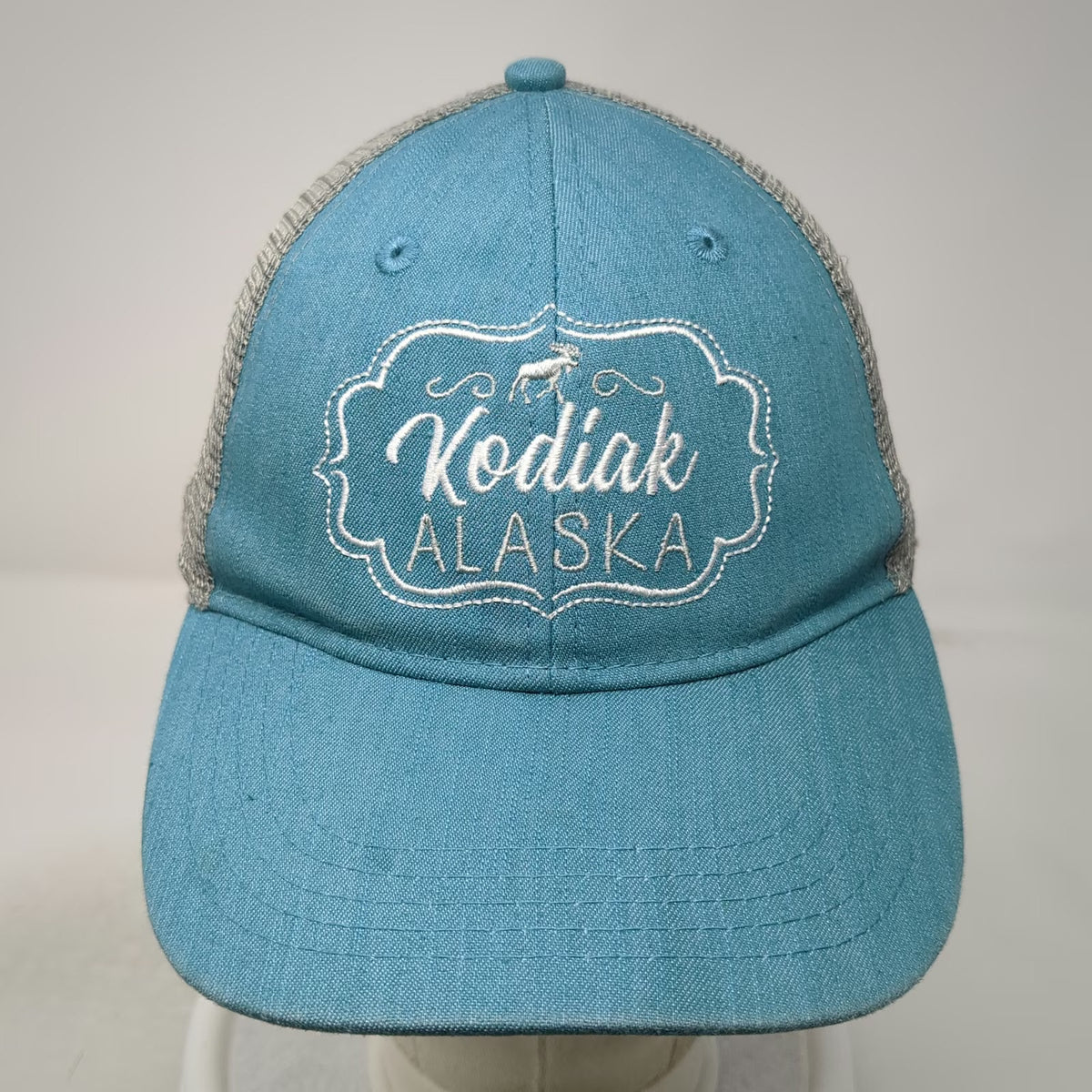 Ace USA Trucker Hat Blue One Size Kodiak Alaska Moose Mesh Back Snapback Travel