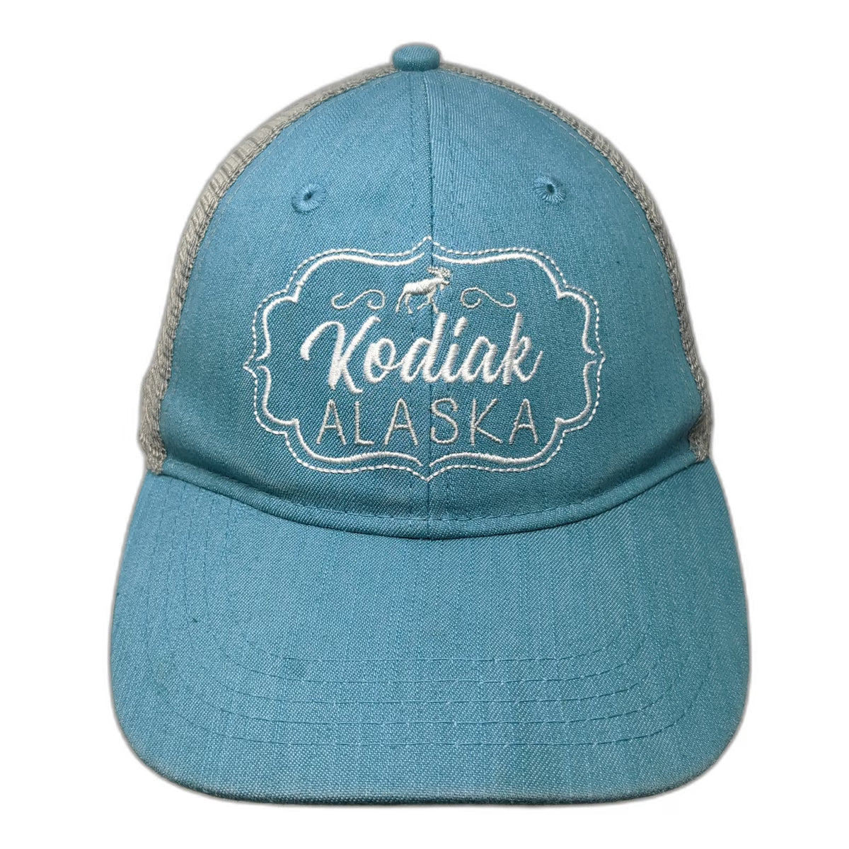Ace USA Trucker Hat Blue One Size Kodiak Alaska Moose Mesh Back Snapback Travel