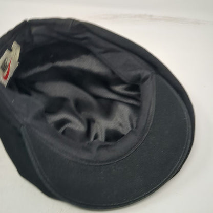 Nike Newsboy Cap Black XL Cotton Hat Back Swoosh Satin Lined Flat Driver Golf