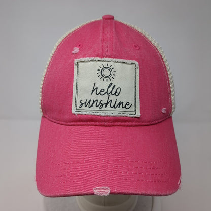 Hello Sunshine Snapbback Trucker Hat Pink One Size Adjustable Mesh Back Karma
