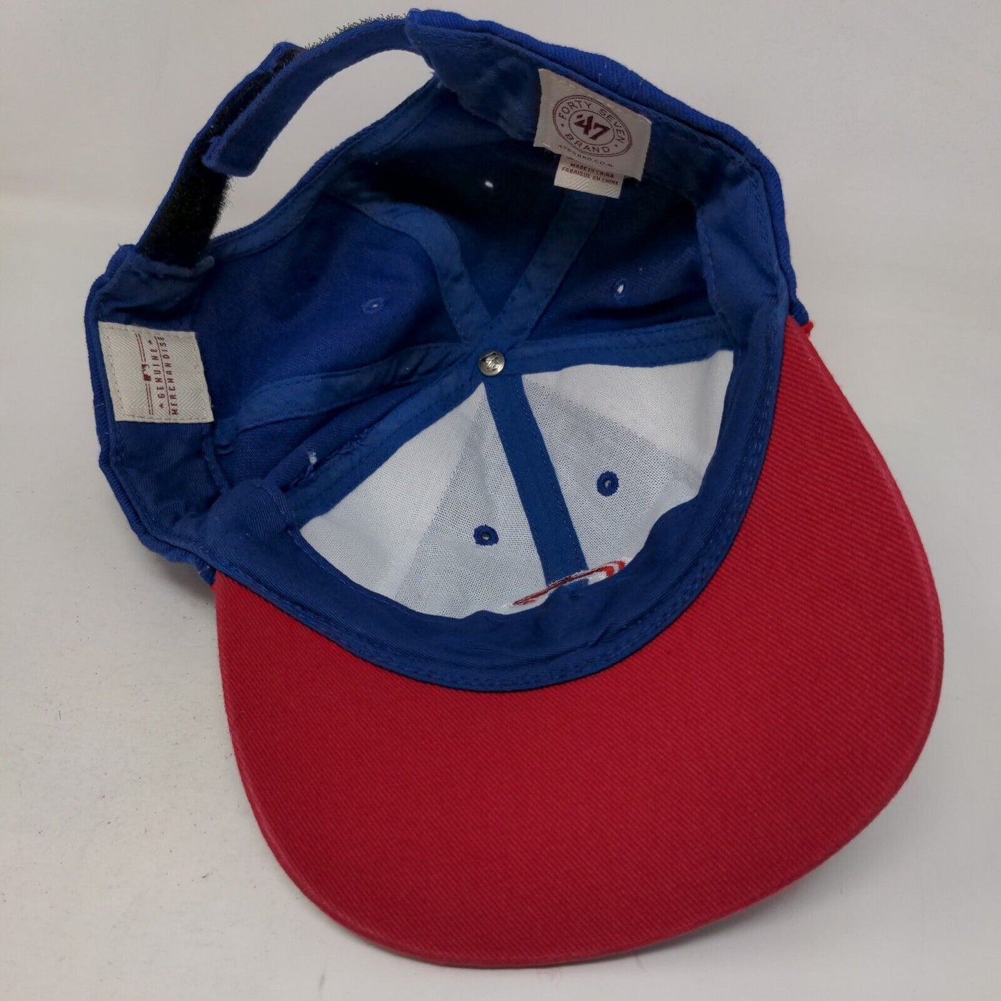 '47 Brand Men's Strapback Hat Blue OS Embroidered Chicago Cubs Logo Polyester