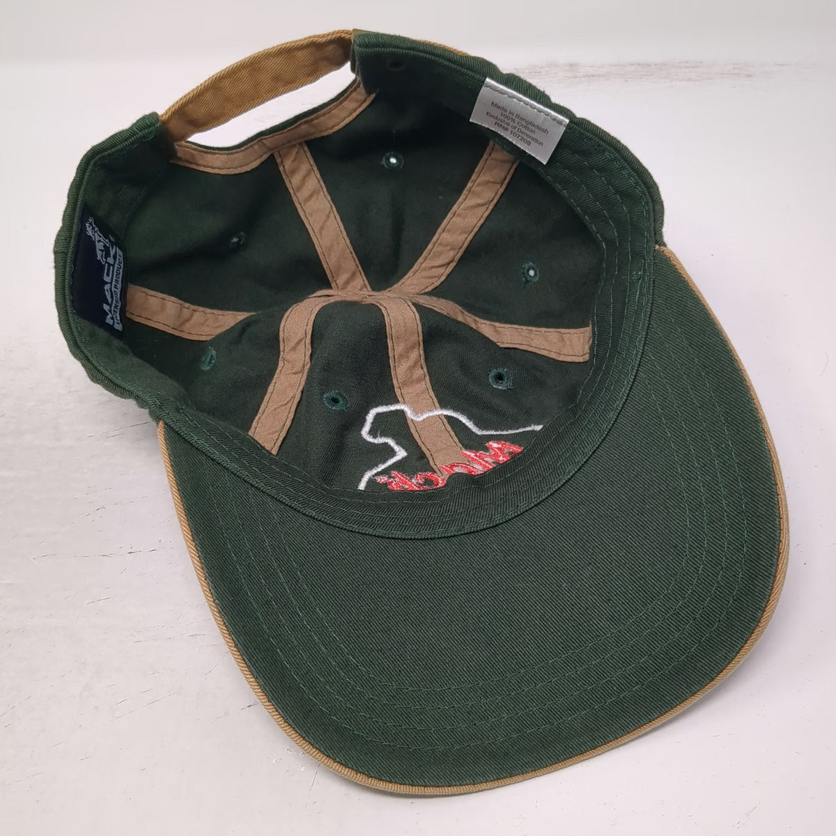Mack Trucks Baseball Cap Green Beige One Size Bulldog Logo Patch Slideback Hat