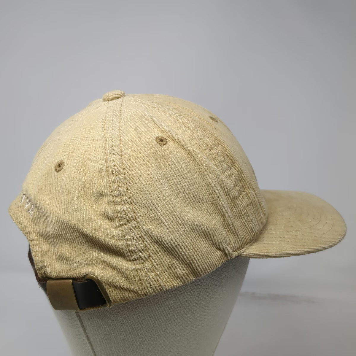 Primitive Baseball Cap Beige One Size Corduroy Hat Leather Strap Embroidered