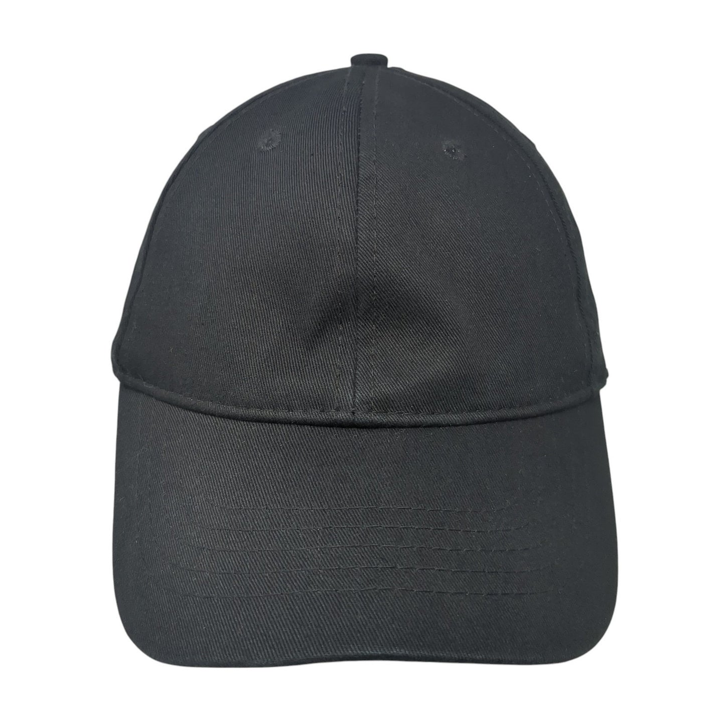 Unbranded Strapback Hat Black Solid One Size Adjustable Outdoor 6 Panel
