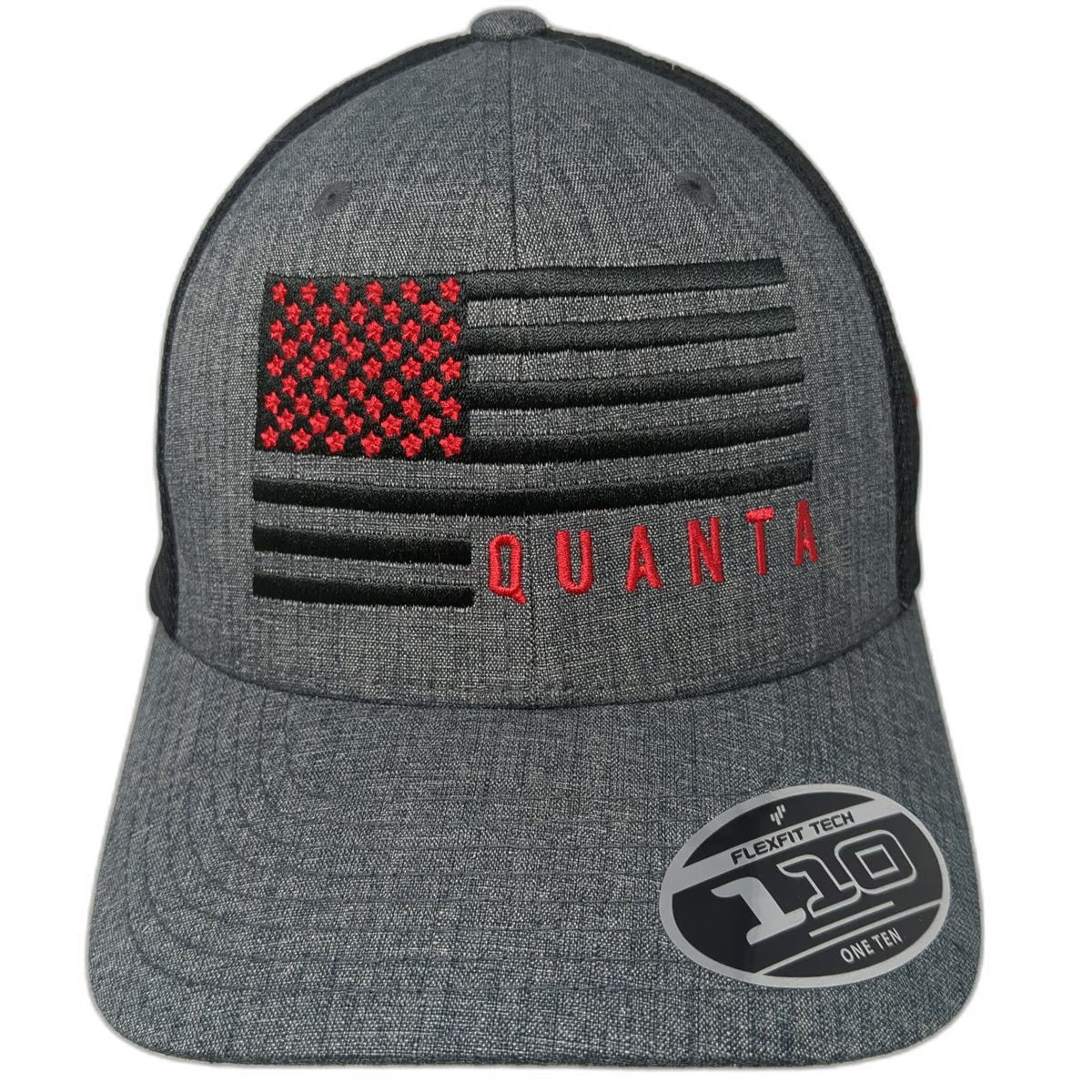 Yupoong Trucker Hat Gray Black Red One Size Mesh Snapback Flexfit 110 Quanta