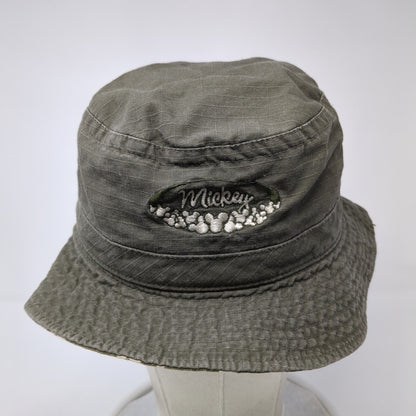 Walt Disney World Mickey Bucket Hat Brown OS Embroidered Lined Floral Print