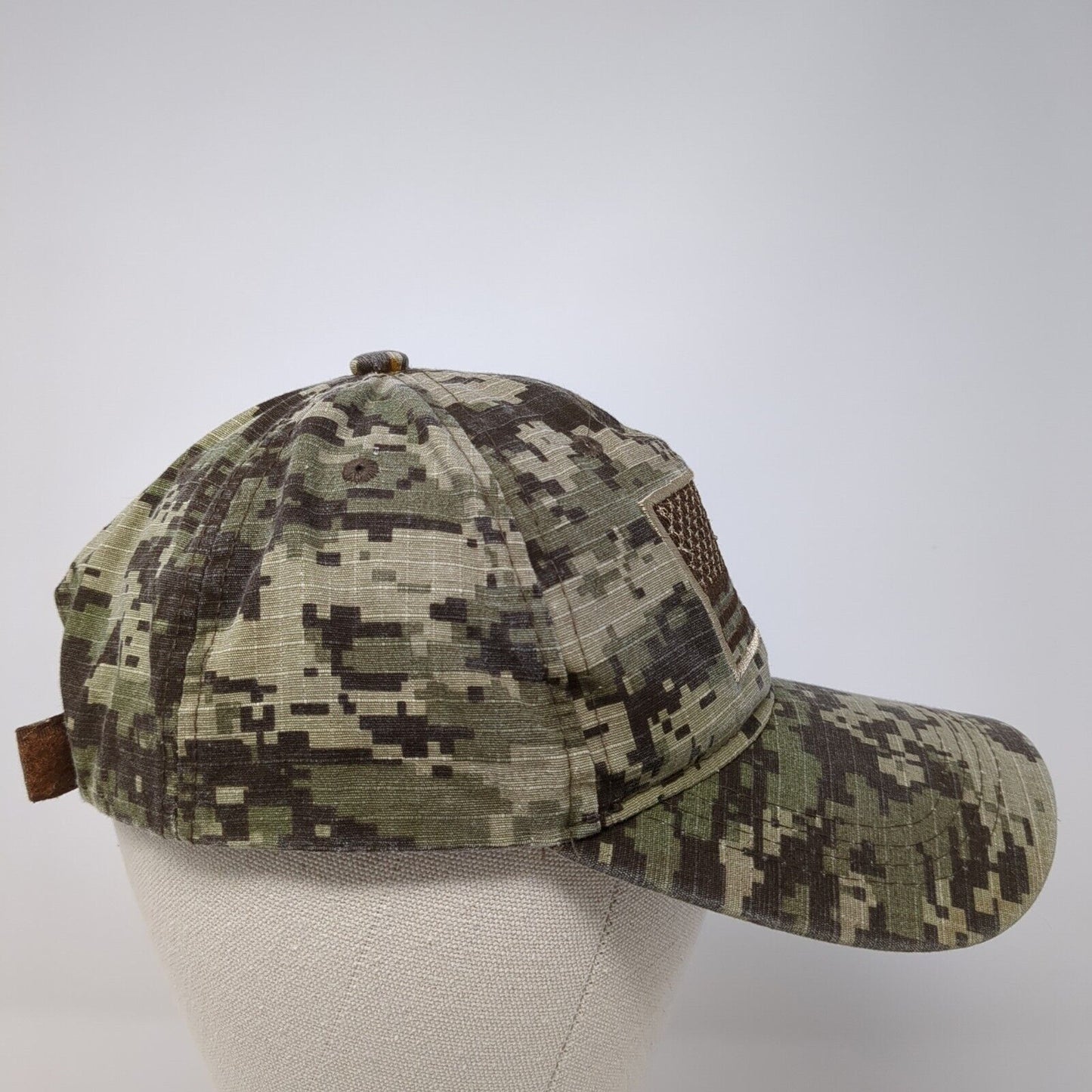 American Flag Strapback Hat Multicolor One Size Digital Camo Adjustable