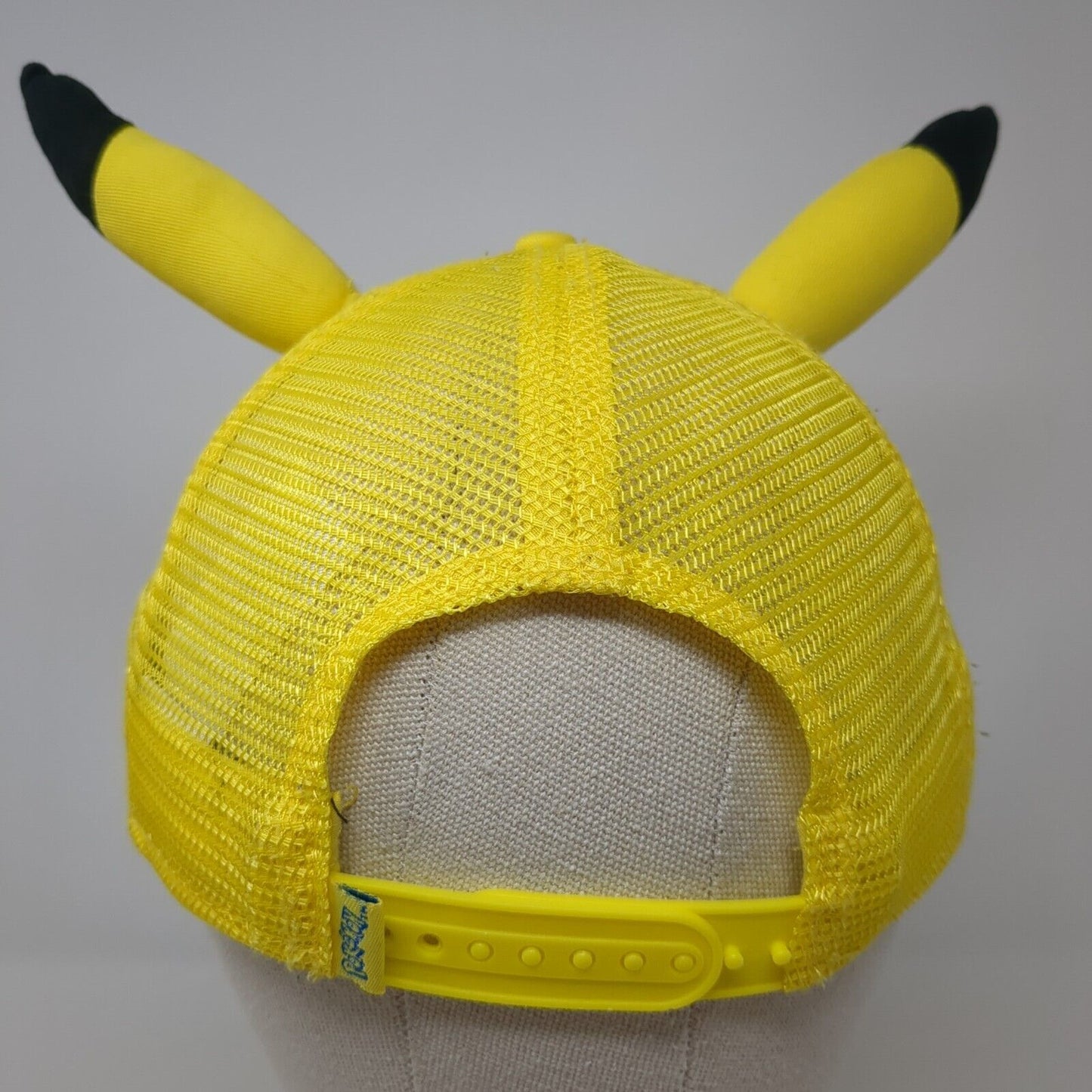 Pikachu with Ears Snapback Trucker Hat Yellow OS Adjustable Mesh Back Pokemon
