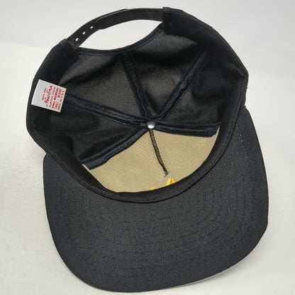 New Era 5 Panel Black Hat M Navy Yellow Embroidered Snapback Made in USA Brim