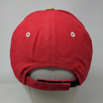 8 Strapback Hat Red One Size Adjustable Embroidered Vented Holes 6 Panel