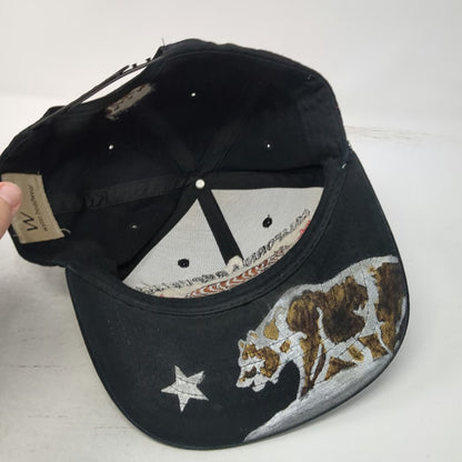 Wynn California Republic Snapback Hat Black OSFM Bear Under Brim Graphic Logo