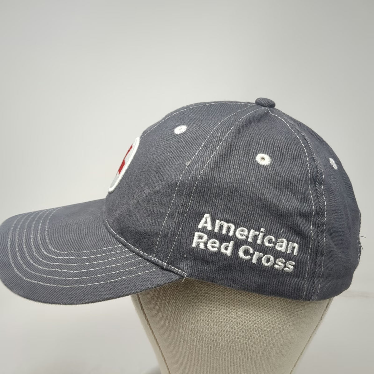 American Red Cross Baseball Cap Gray One Size Embroidered Logo Strapback Hat
