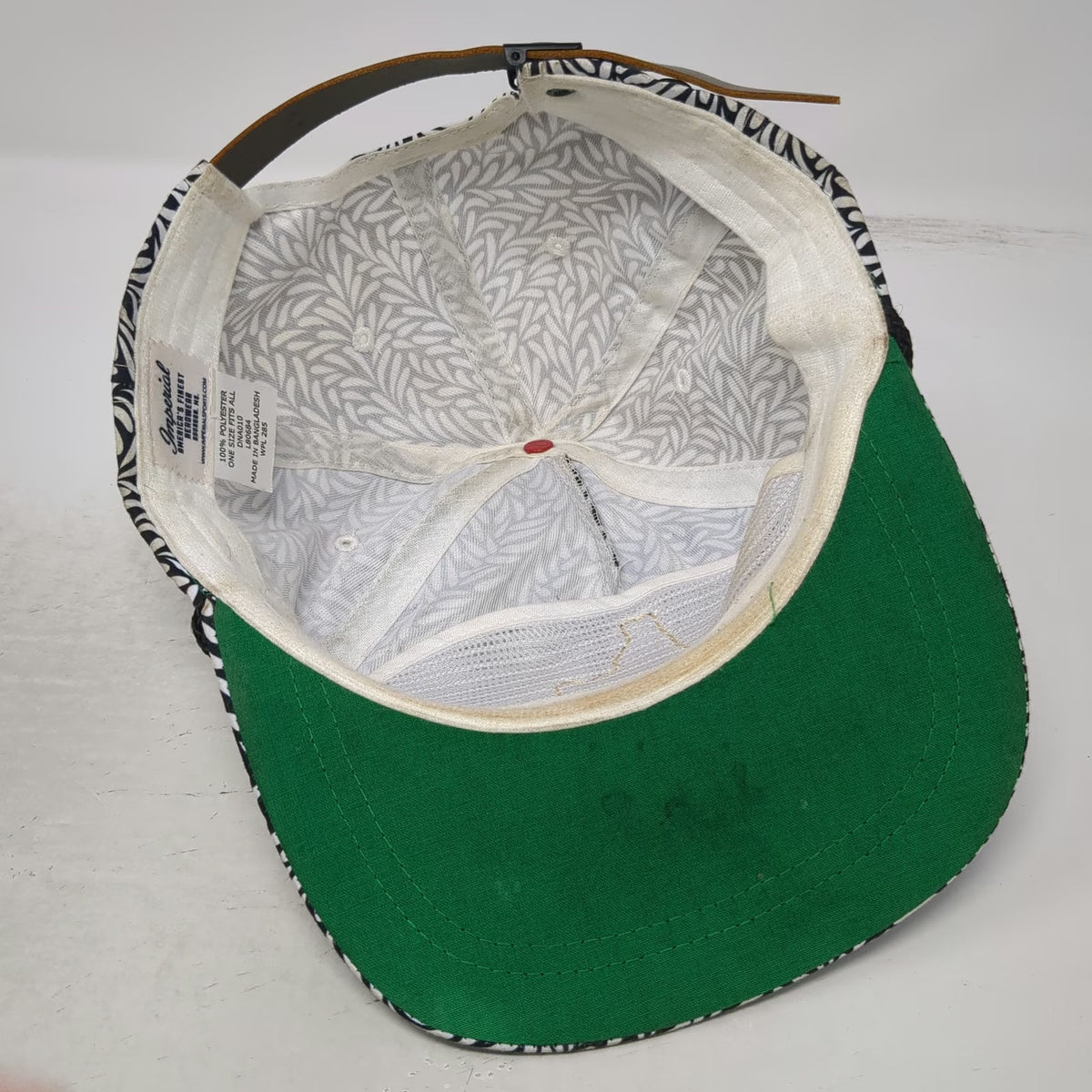 Imperial 5 Panel White Black Idaho Leather Patch Rope Cord One Size Hat