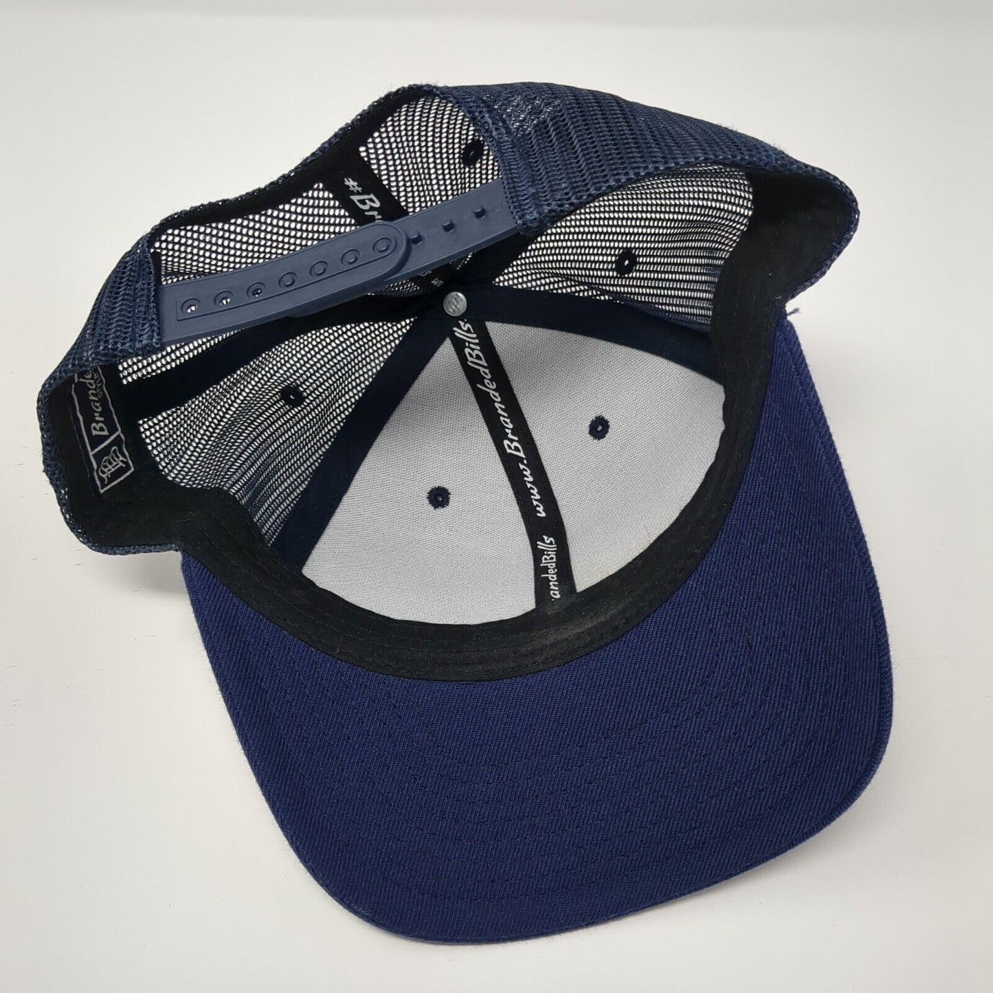 Idaho Leather Patch Trucker Hat Blue One Size Mesh Back Branded Bills