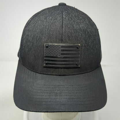 Pacific Headwear Trucker Hat Black One Size Snapback American Flag Rubber Patch