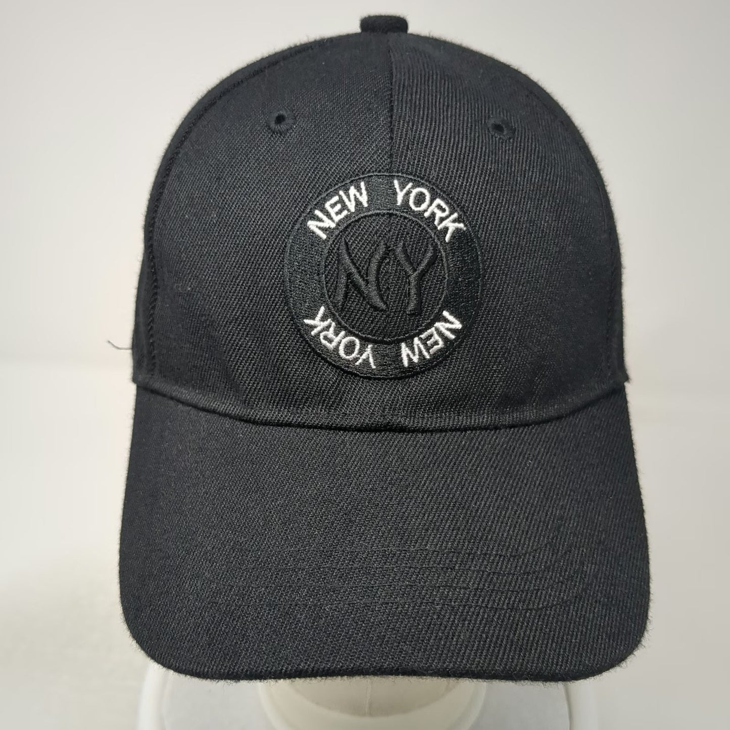 Black Baseball Cap One Size Strapback New York NY Monogram Patch 6-Panel Hat