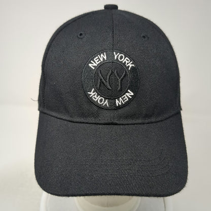 Black Baseball Cap One Size Strapback New York NY Monogram Patch 6-Panel Hat
