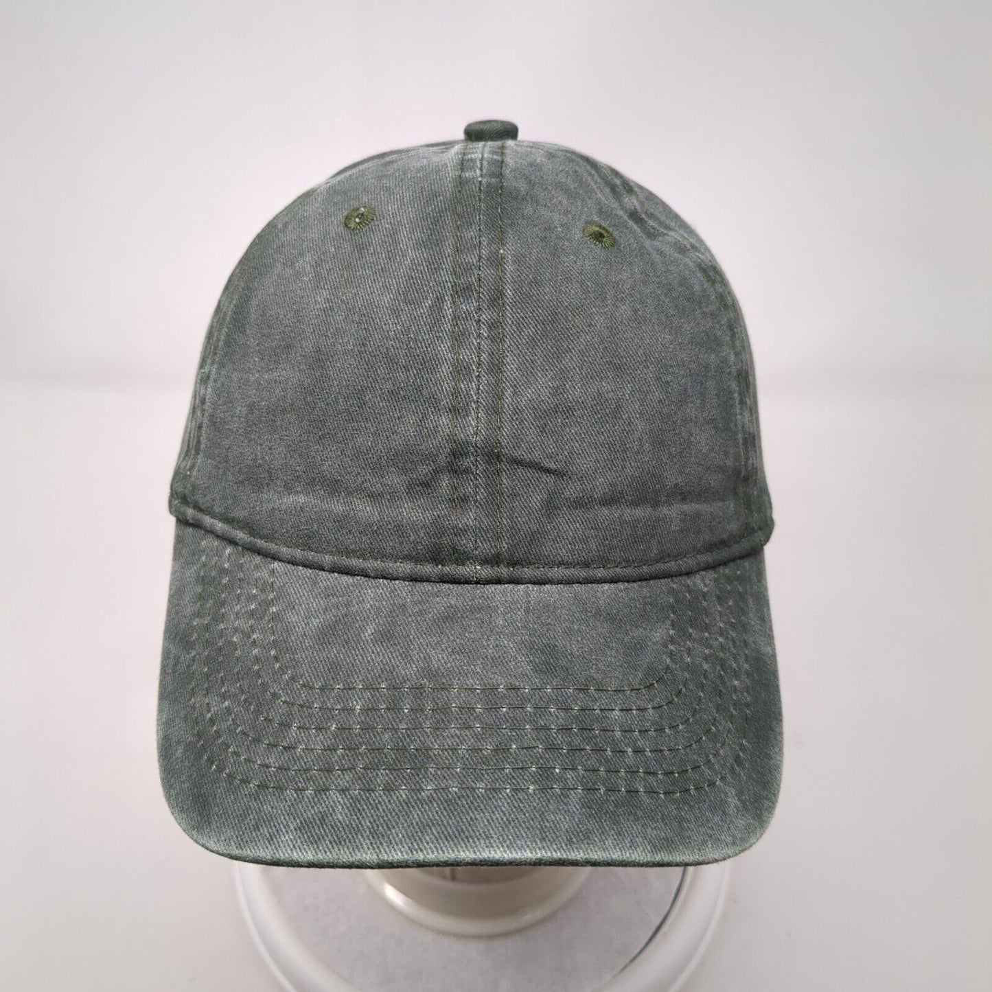 Unbranded Slideback Hat Green OSFA Adjustable Vented Holes 6 Panel Blank