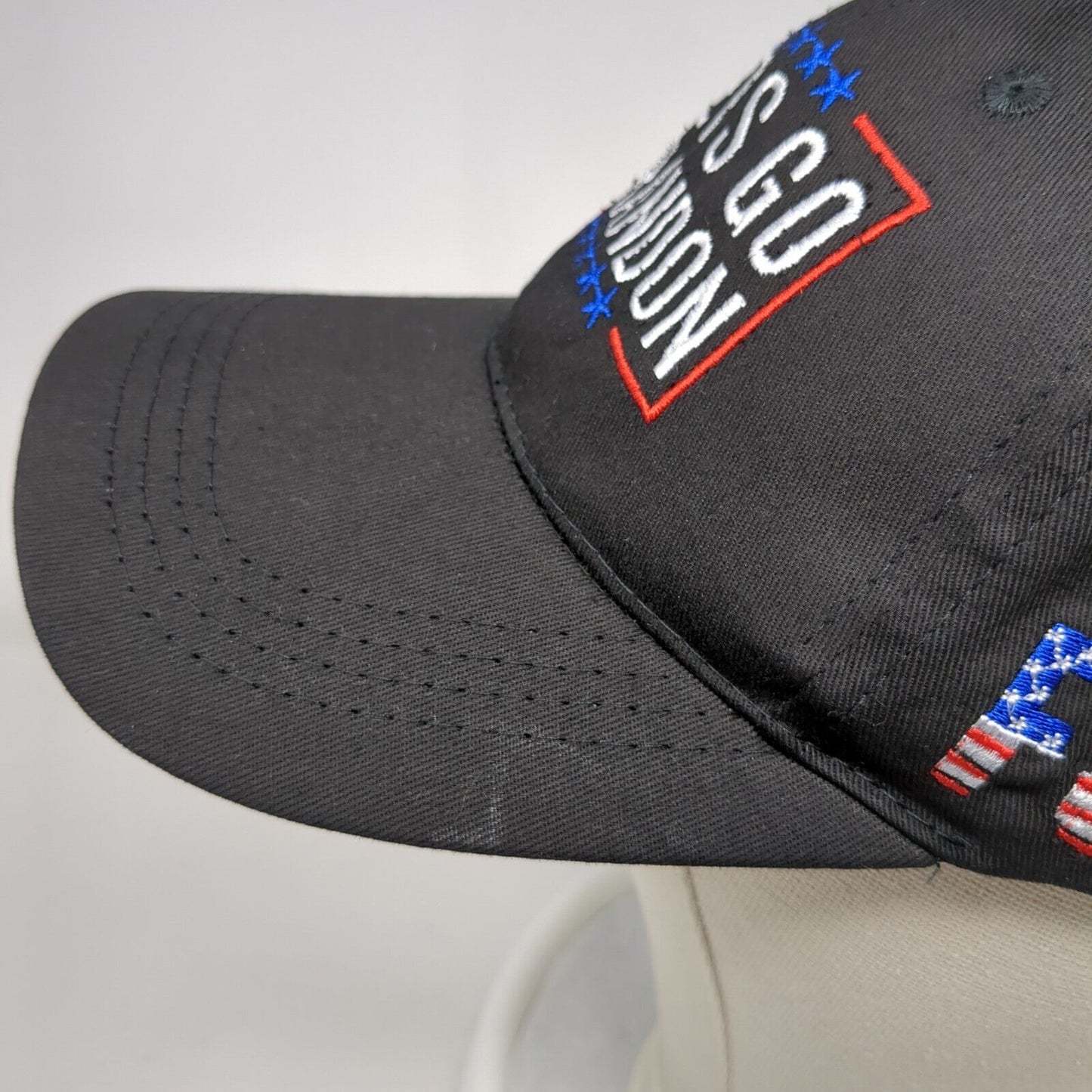 Let's Go Brandon Slideback Hat Black One Size Adjustable Embroidered Patriotic