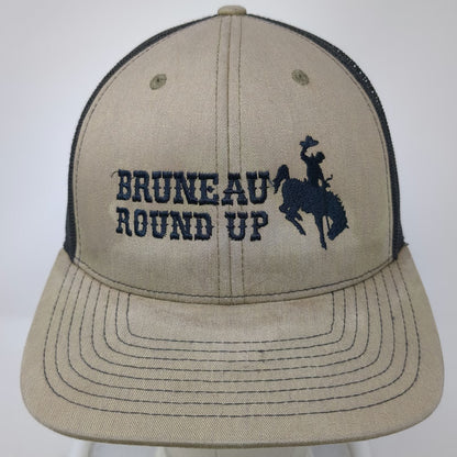 Richardson Trucker Hat Beige One Size Mesh Back Snapback Bucking Bronco Hat