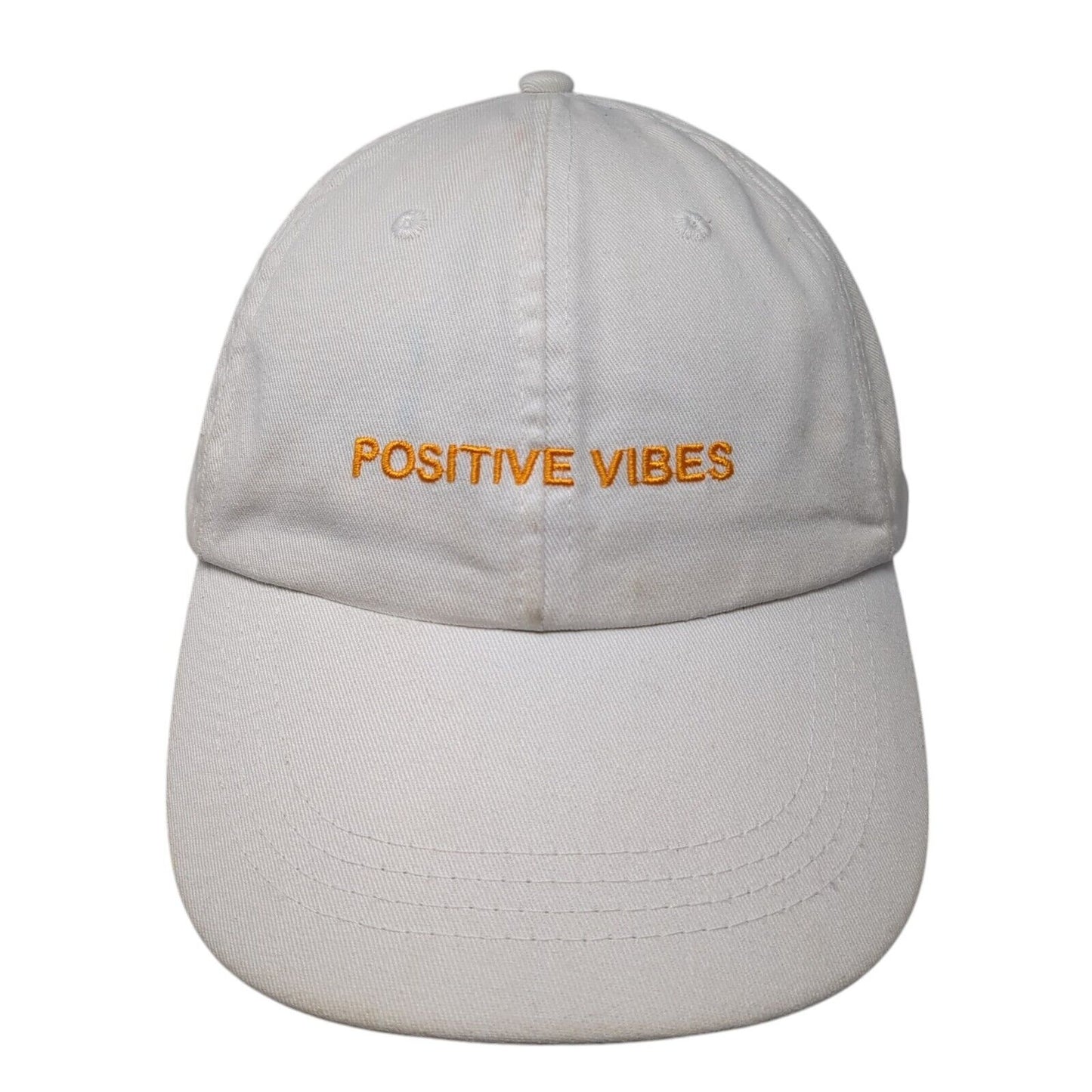 Positive Vibes Slideback Hat White One Size Adjustable Embroidered