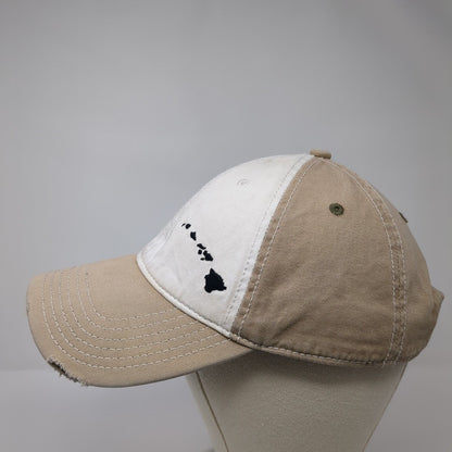 Hawaiian Islands Strapback Hat Tan OSFM Adjustable Embroidered Distressed Otto