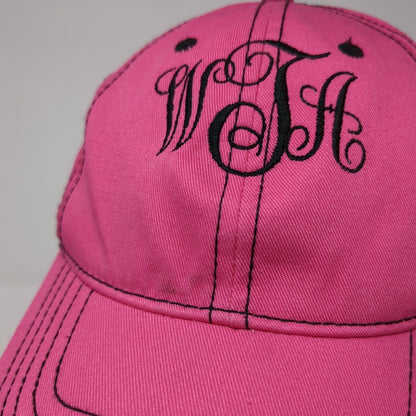 WTA Monogram Strapback Hat Pink One Size Adjustable Embroidered 6 Panel Cotton