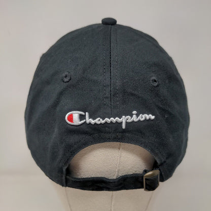 Champion Slideback Hat Black OSFA Adjustable Embroidered Vented Holes 6 Panel