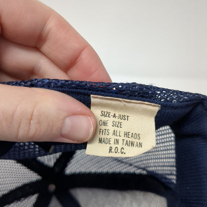 Captain Snapback Trucker Hat Blue One Size Adjustable Embroidered Mesh Back