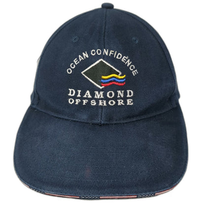 Blue Baseball Cap One Size Diamond Offshore Ocean Confidence Oil Rig Flag Hat