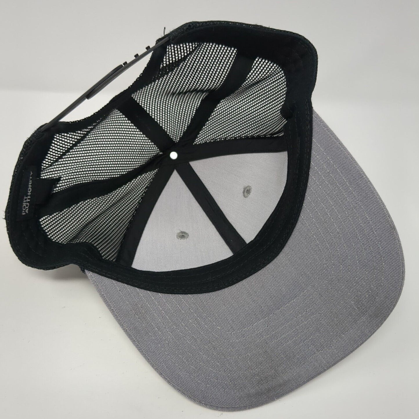 Port Authority Snapback Trucker Hat Gray One Size Adjustable Mesh Back Blank