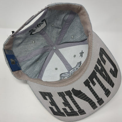 California Republic Snapback Hat Gray One Size Adjustable Embroidered Pit Bull