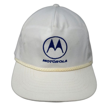 KC 5 Panel White One Size Hat Motorola Logo Blue Embroidery Rope Accent Tech