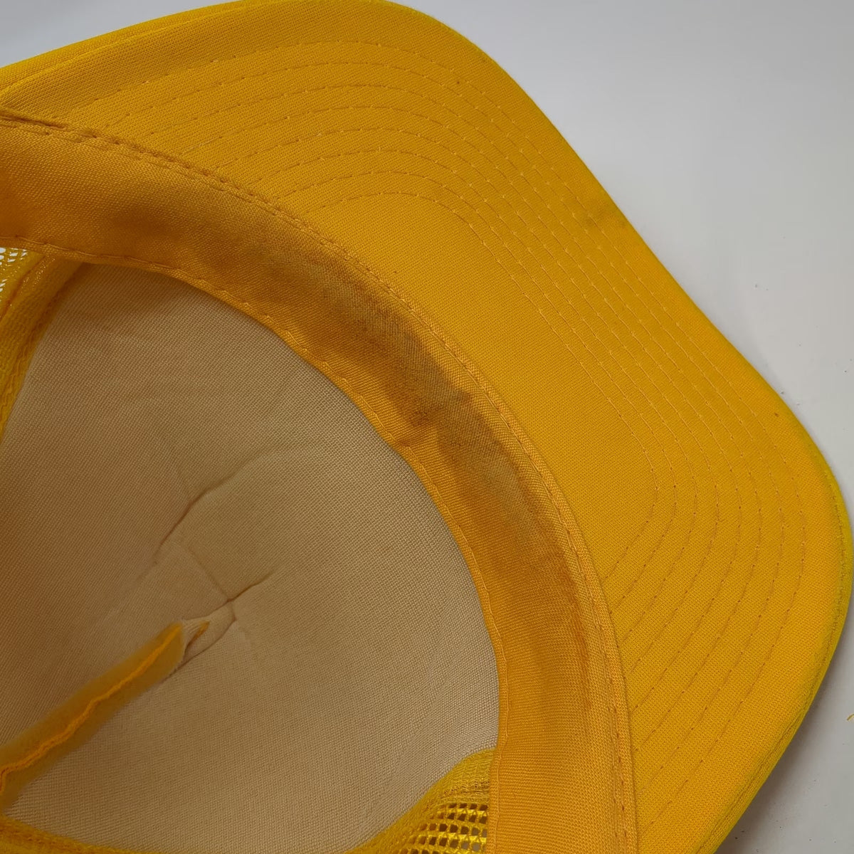 Designer Award Trucker Hat Yellow M Fishing Bass Humorous 1988 Graphic Vintage