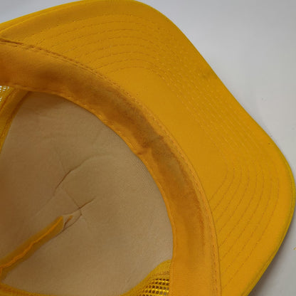 Designer Award Trucker Hat Yellow M Fishing Bass Humorous 1988 Graphic Vintage