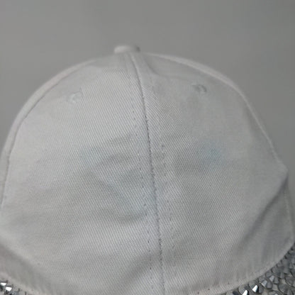 Something Special Strapback Hat White One Size Rhinestone Studded