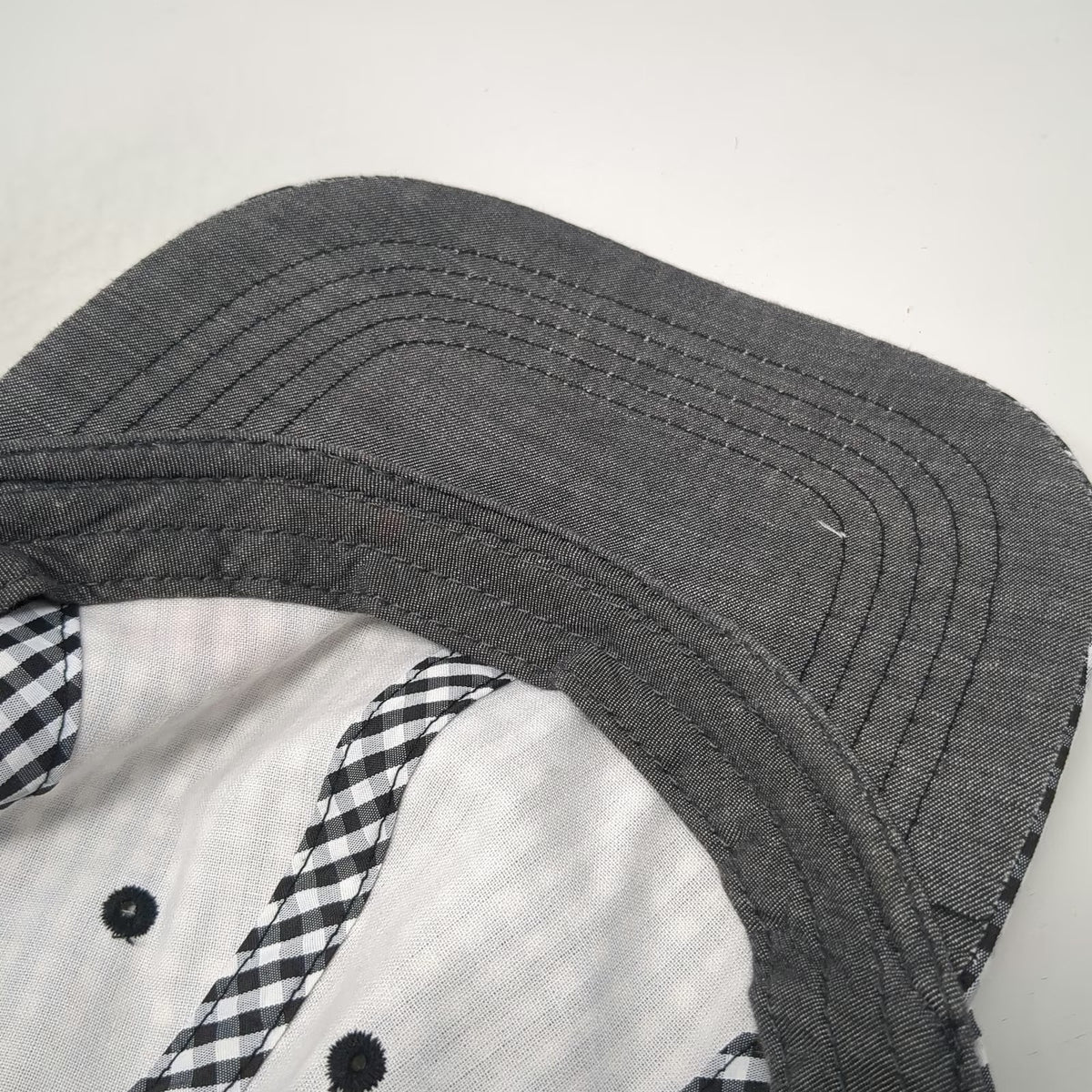 Baseball Cap Black White OSFM Gingham Check Strapback Unstructured Casual Hat